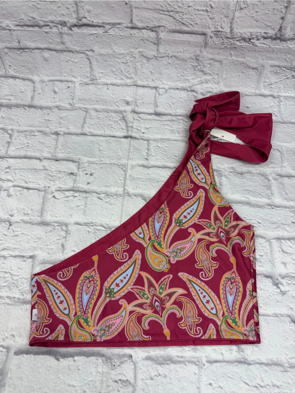 BAIIA One Shoulder Sangria Pink Paisley Reversible Bikini Bottom 18 Top 16 NWT's